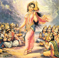 Rahu-Ketu engulfs the Moon on Chandra Grahan.